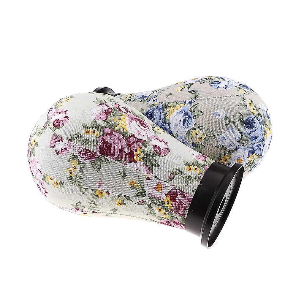 2PCS Canvas Block Dome Head Mannequin Head avec motif de fleur + trou de montage pour perruques d’extension de cheveux / dentelle