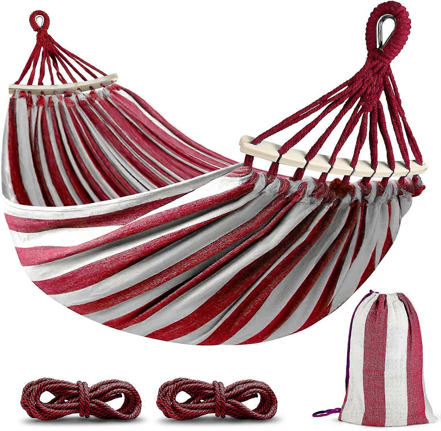 220x150cm Hammock with Spreader Bars,Camping Hammock Outdoor,with Durable Canvas Fabric and Metal Knot