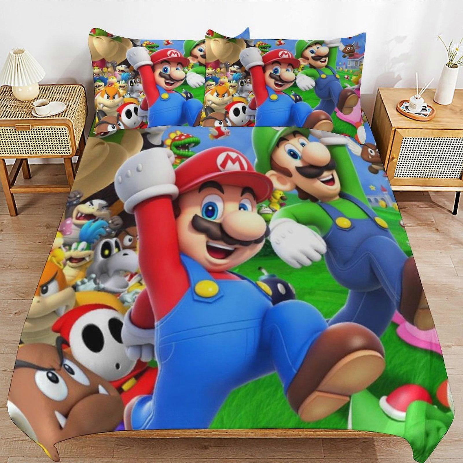 Bedding set JP169 Super Mario 3-Piece Comforter,Super Mario Bedding Set, Soft Microfiber Duvet Cover Set with Zipper Closure TH169