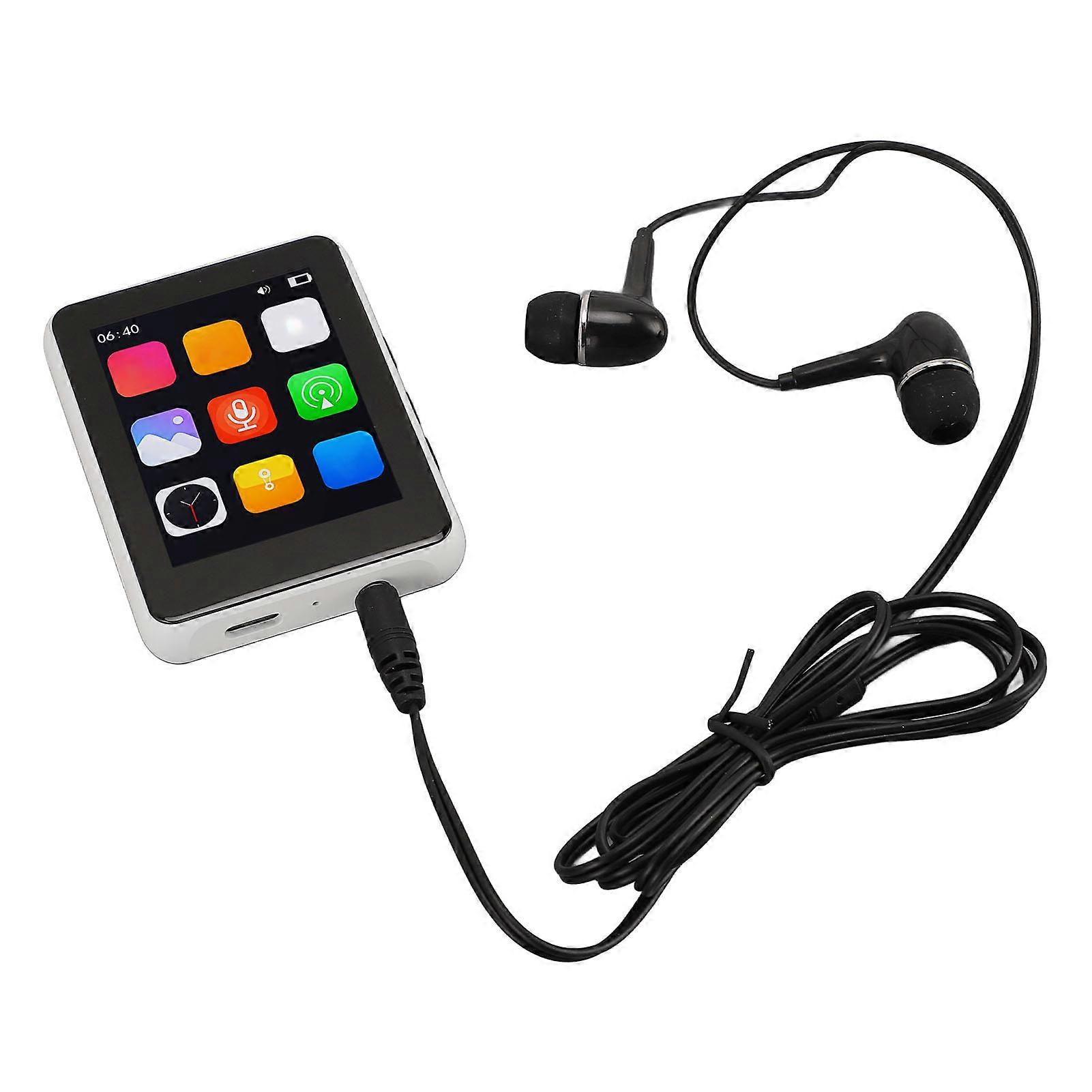 MP3 Player with Speaker Headphone 64GB 2.4in Touch Screen Portable HiFi FM Receiving Voice Recording EBook White