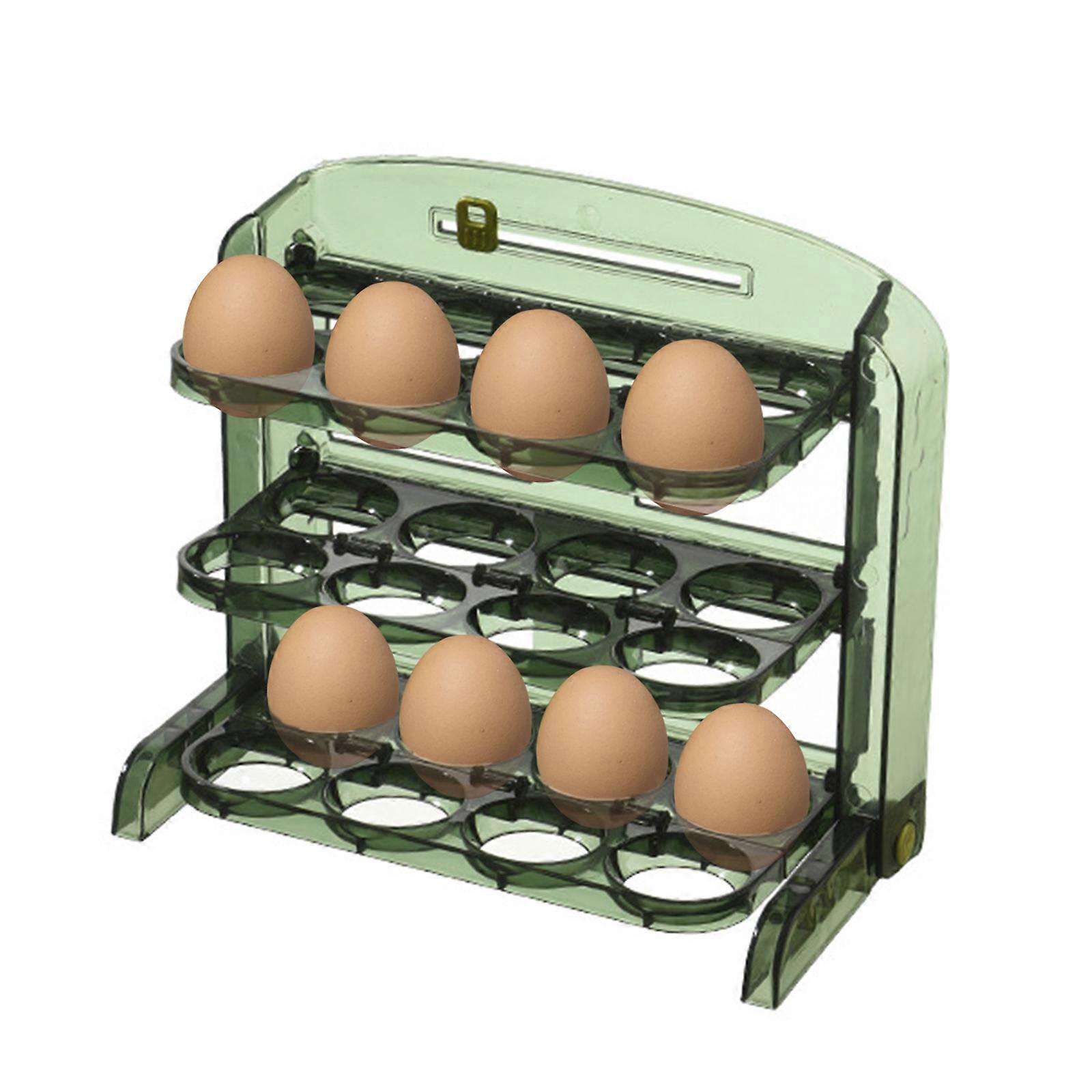 Refrigerator Egg Trays,Clear Egg Storage Container,Foldable Egg Holder For Space Save