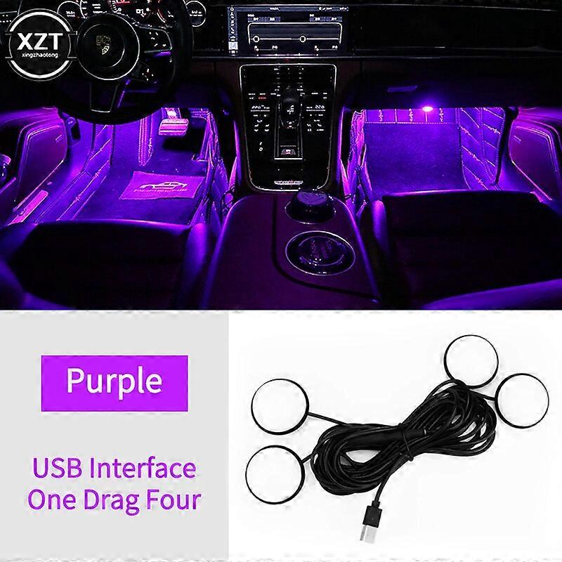 Car LED Foot Ambient Lights 3 Colors Auto Home Party Atmosphere Decorative Star Bulb Car Interior One with Four Night Lamp Motor Vehicle Lighting
