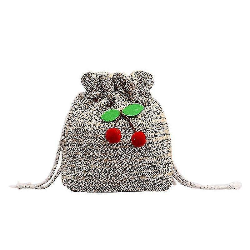 Straw And Dacron Drawstring Pouch For Storing Things