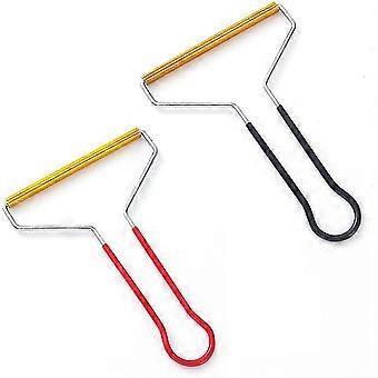 2pieces Manual Lint Remover Brush, Manual Double Sided Magnesium Alloy Pilling Razors, Used For Removing Hair And Dust (red, Black)