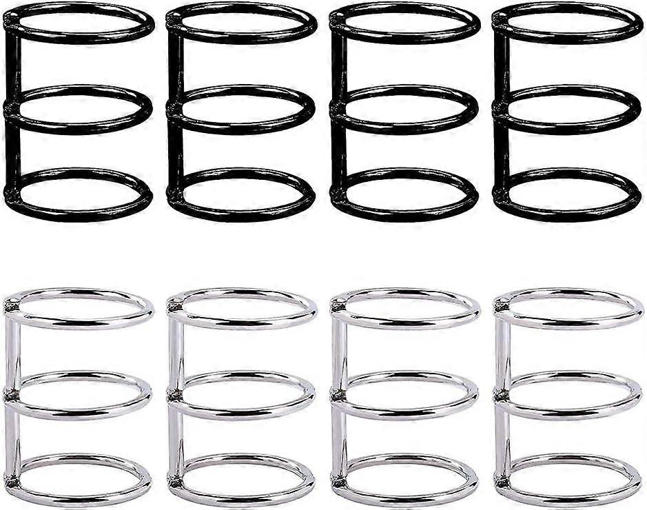 (Black and Silver) Silver book ring, 8 pieces, loose-leaf binder, metal loose-leaf binder for sorting paper, notebooks, photo albums, books.