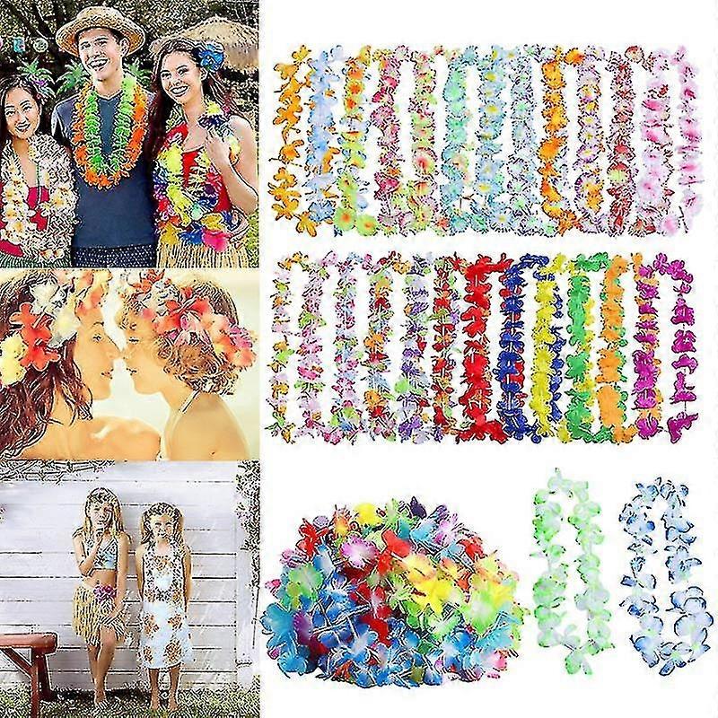 50pcs / 100pcs Hawaiian Collier Tropical Hawaii Tissu Fleur Couronne Party Dcor