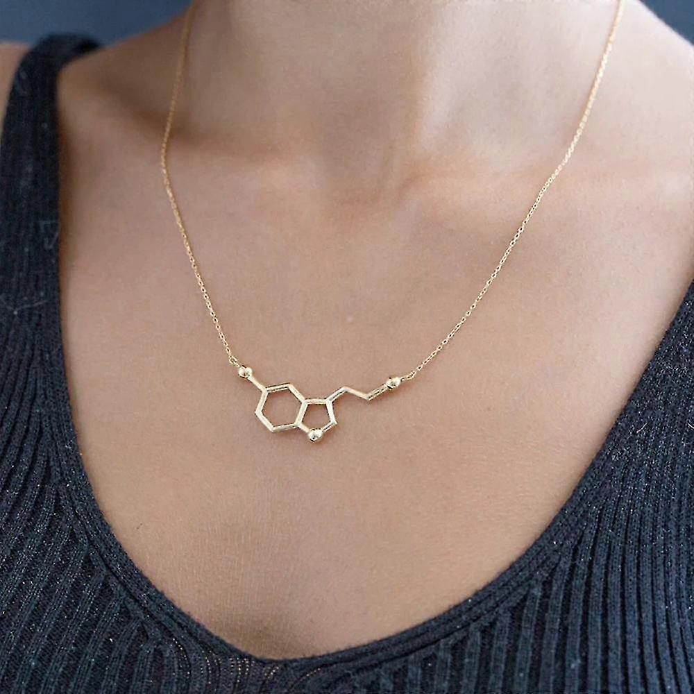 Zinc Alloy Serotonin Molecule Necklace
