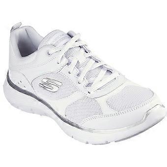Skechers Flex Appeal 5.0 Fresh Touch Leather Women's White/Silver Trainers