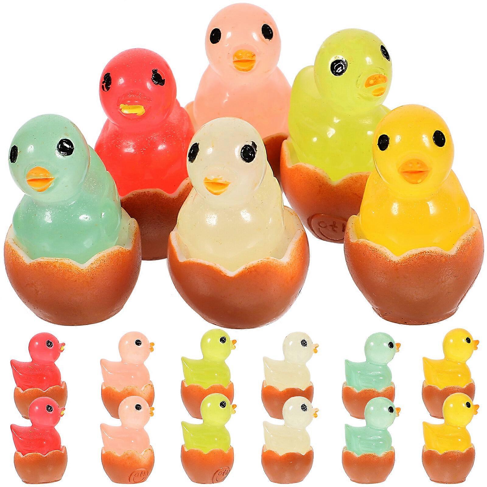 30Pcs Duck Figurine Micro Landscape Glowing In The Dark Small Duck Decoration Miniature Duck Statue