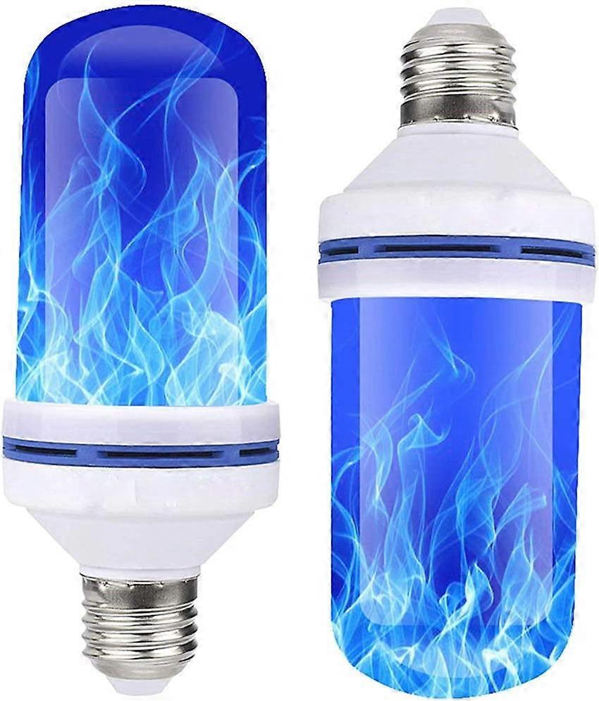 2Pcs LED E27 Flickering Blue Flame Light Bulb, 4 Lighting Modes Flame Light Effect Light Bulbs