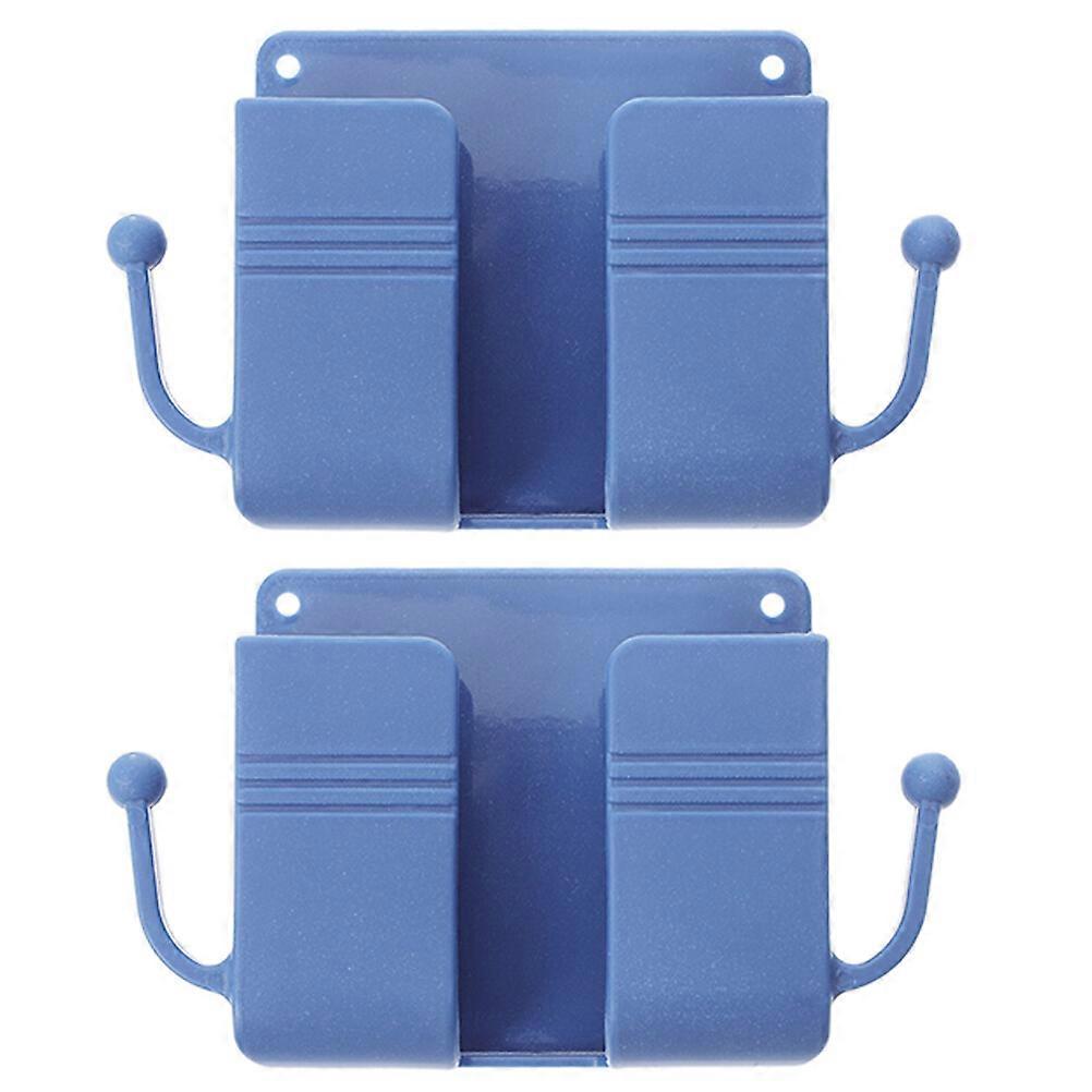 2pcs Sticky Remote Control Storage Box Nail-free Bedside Lazy Mobile Phone Rack