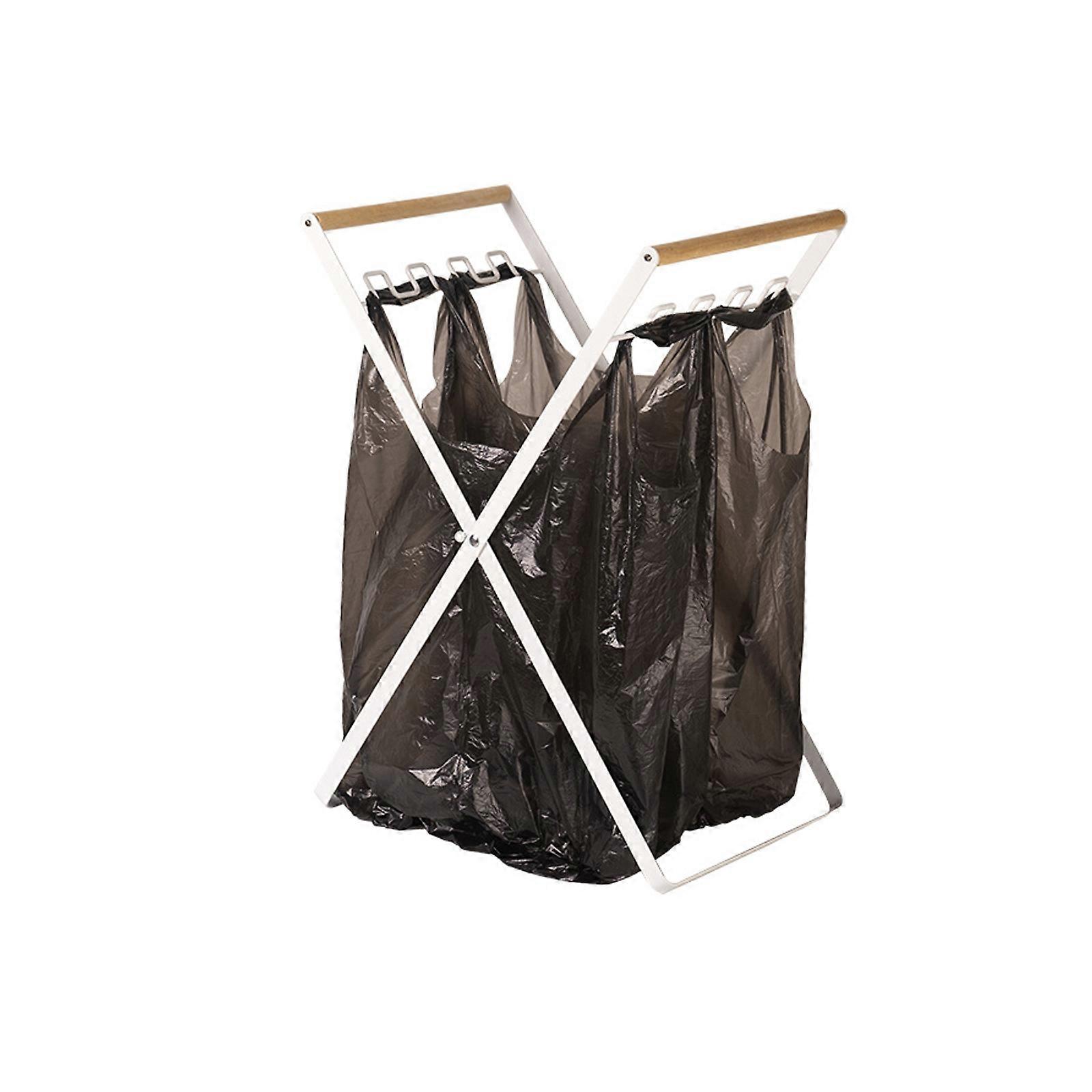 NEW Upgraded Portable Trash Bag Rack - Foldable Outdoor Garbage Holder for Kitchen Waste Sorting and Picnic BBQ Supplies Storage with Wooden Handle a