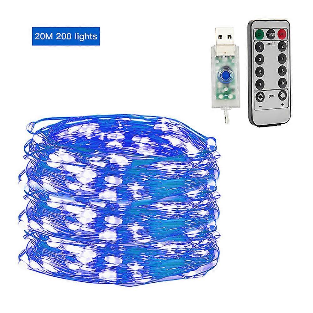 New Arrive USB Plug-in Copper Wire String Lights with Remote 8 Modes Waterproof Timer for Christmas Decoration 50/100/200 LEDs