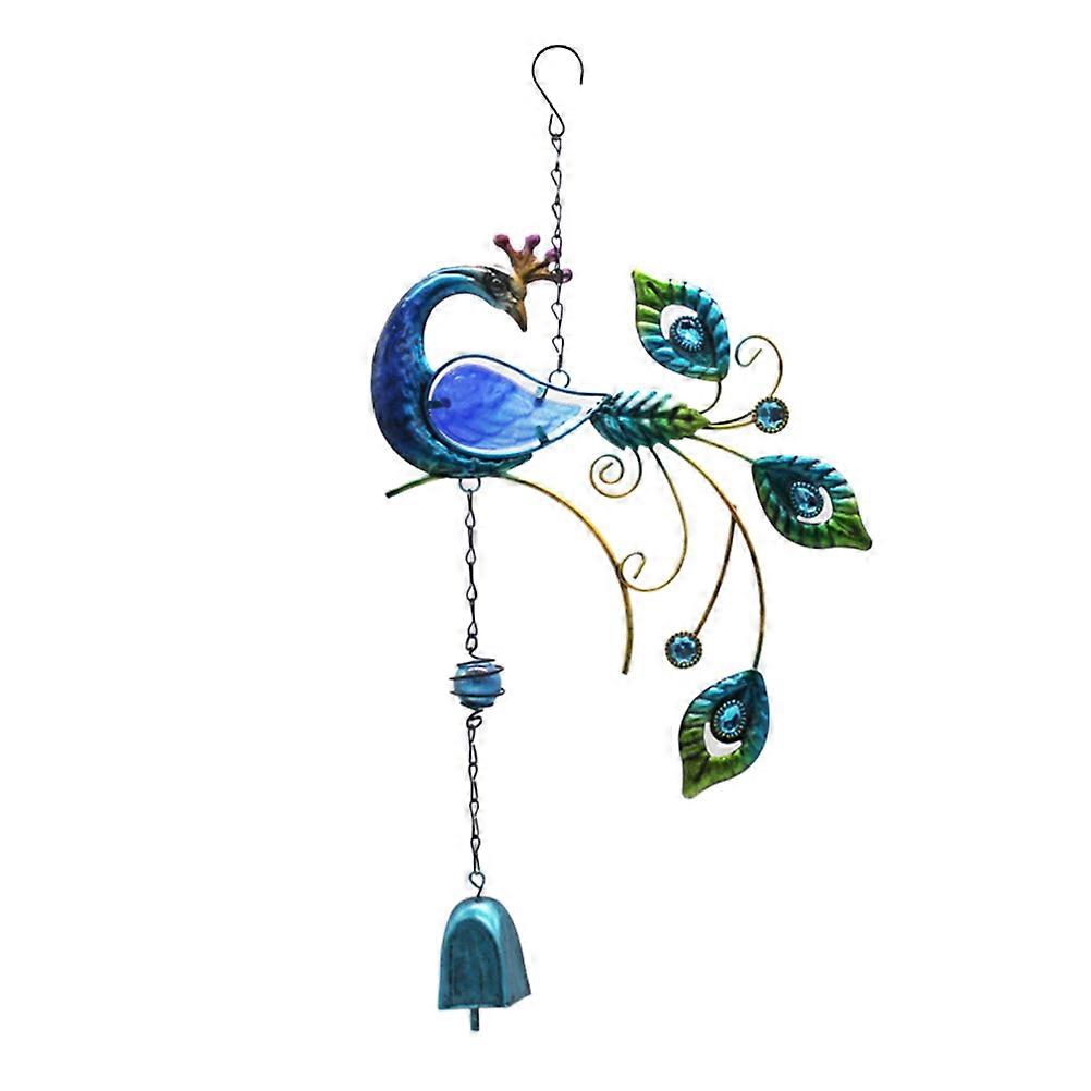 Metal Wind Chime Shaped Hanging Pendant Colored Drawing Wind Bells Garden Hanging Drop for Balcony Home Blue