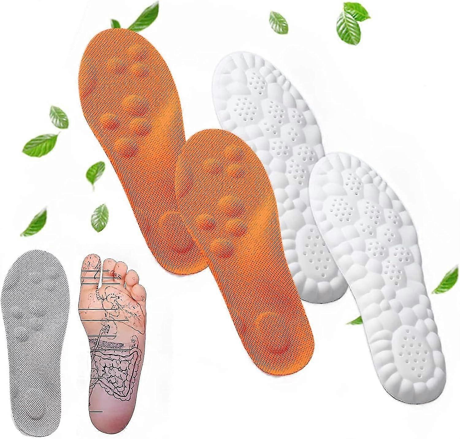 2 Paar Cloud 4d Einlegesohlen, Constant Temperature Comfort Starter U-Form Memory Foam Einlegesohlen, atmungsaktiv hochelastisch-10-orange
