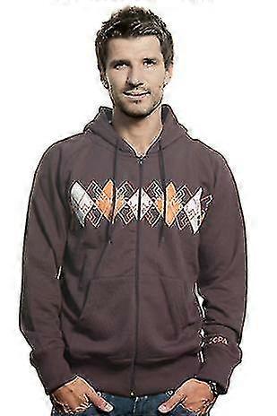 Mens Argyle Zip Hooded Sweater // Brown 70% Cotton/30% Polyester