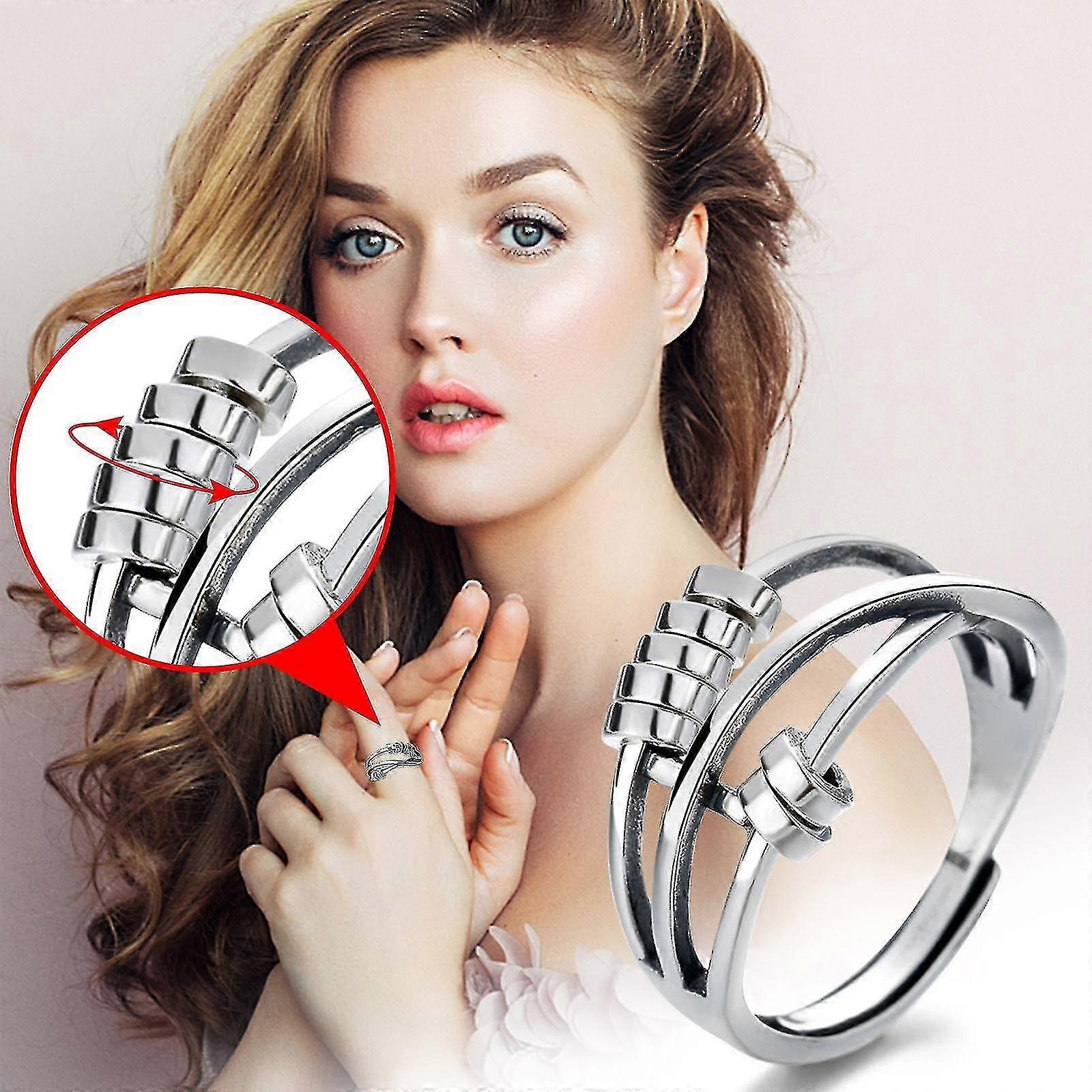 Angst Ring Fidget Ring Kvinner Spinner-ringer Justerbar Mote Damer Ring