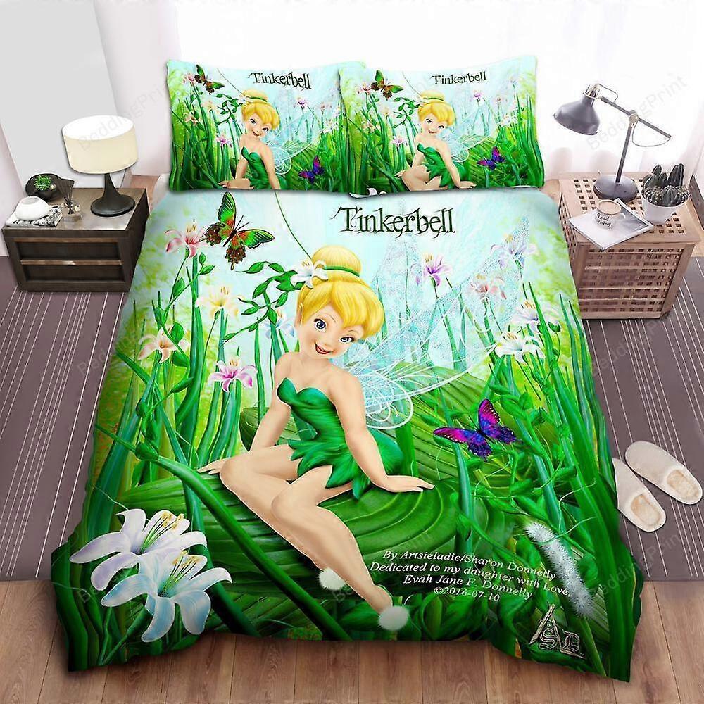 v495 Lençóis Tinkerbell Borboletas Capa de Edredão Conjunto de Roupa de Cama Colcha Crianças Lençóis Macios IU495