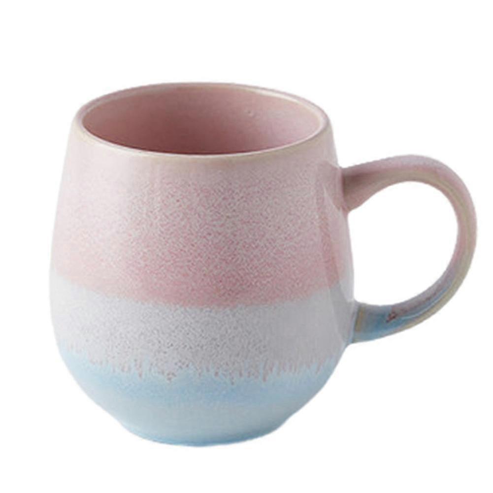 520ml Gradient Ceramic Mug - Pink & White Handle Cup for Coffee, Tea