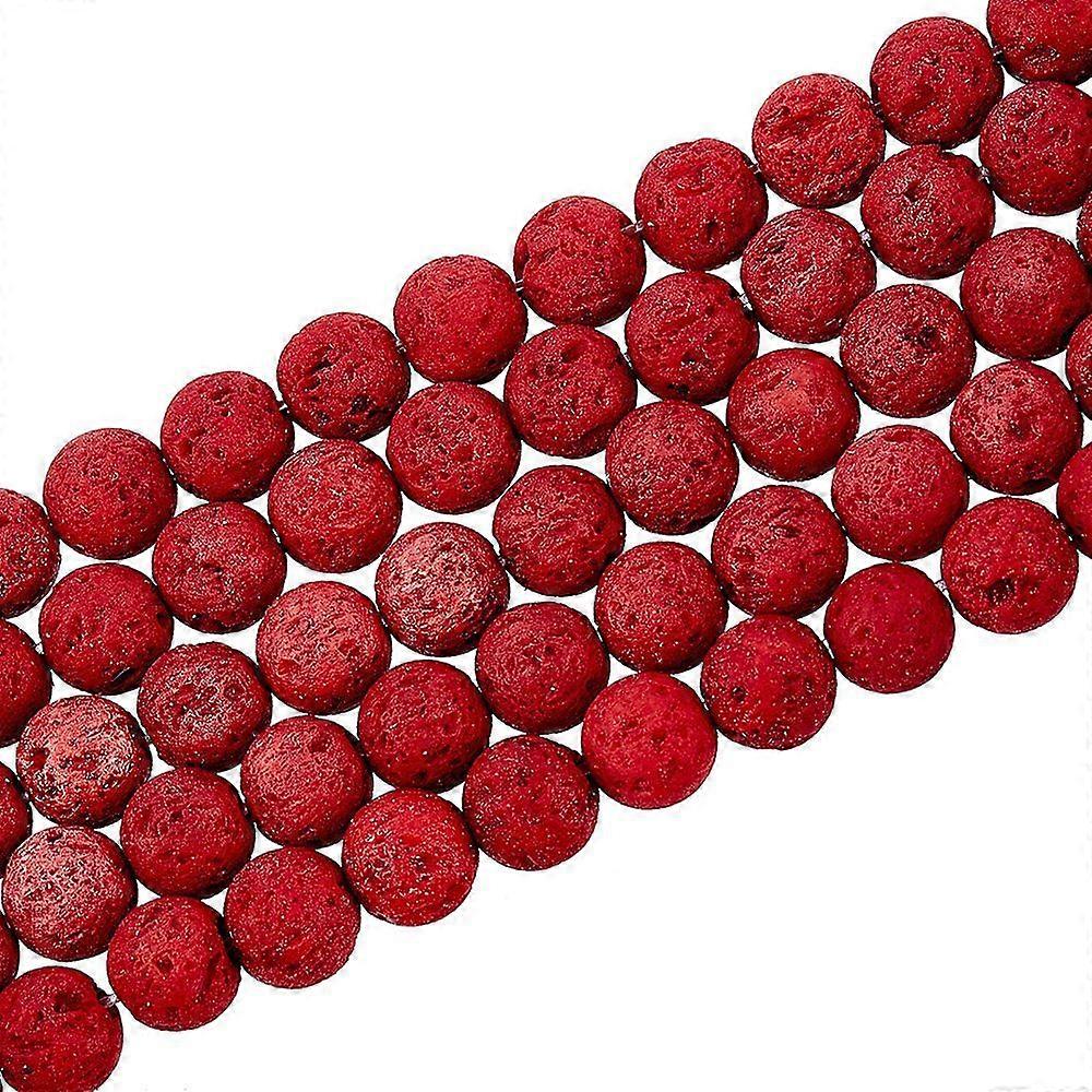 Synthetic Lava Rock Beads Strands Dyed Round Cerise 8~8.5mm Hole: 1mm about 47pcs/strand 14.96 inch(38cm)