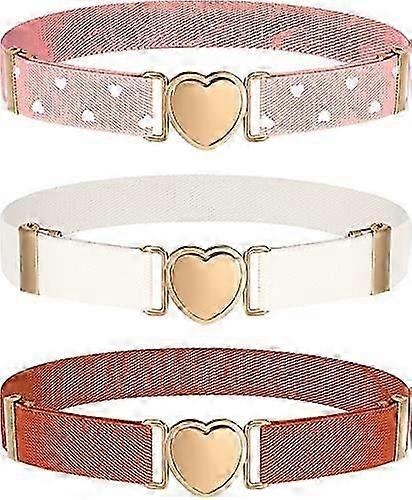 3 Stück Mädchen Kinder verstellbare Stretch-Gürtel elastisches Herz