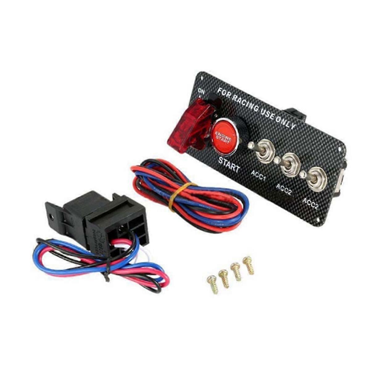 Car 12V Racing Car Ignition Switch Panel Engine Start Stop Ignition Push Buttons Toggle Switch Panel
