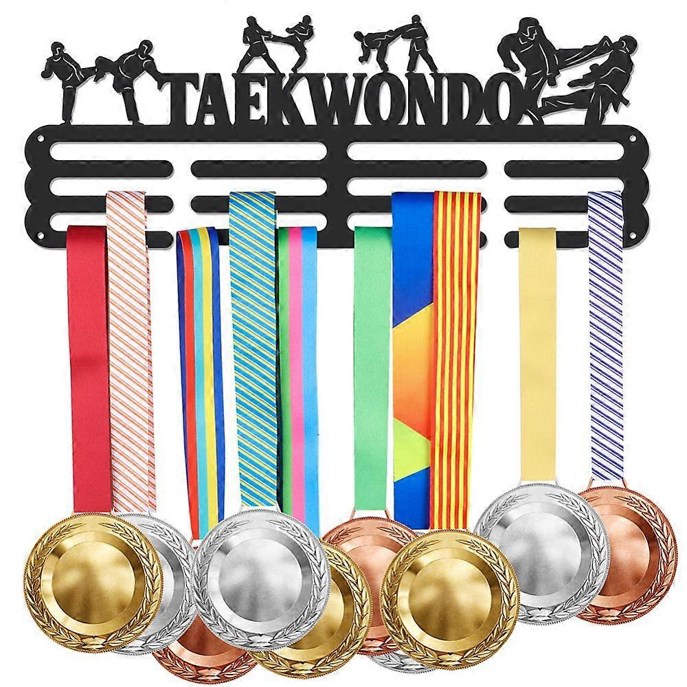 Iron Medal Hanger Holder Display Wall Rack with Screws Taekwondo Black 150x400mm