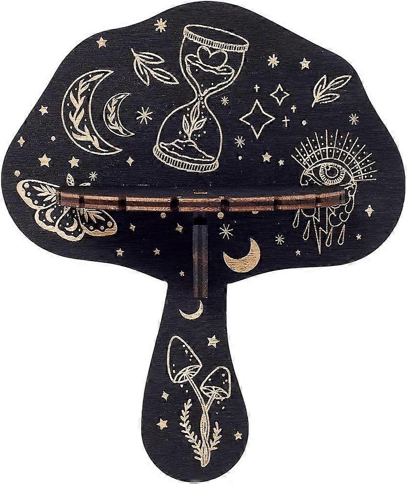 Crystal Shelf Display Wooden Wall Crystal Shelf Mushroom Hourglass Floating Shelves Dowsing Pendulum Holder Stand Witchy Stuff Storage for Hanging Sto