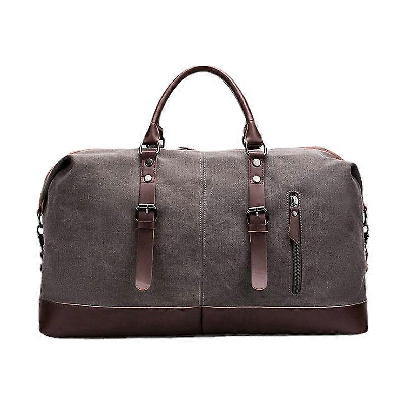 Men's Canvas Pu Leather Multi-pocket Travel Duffle Shoulder Bag