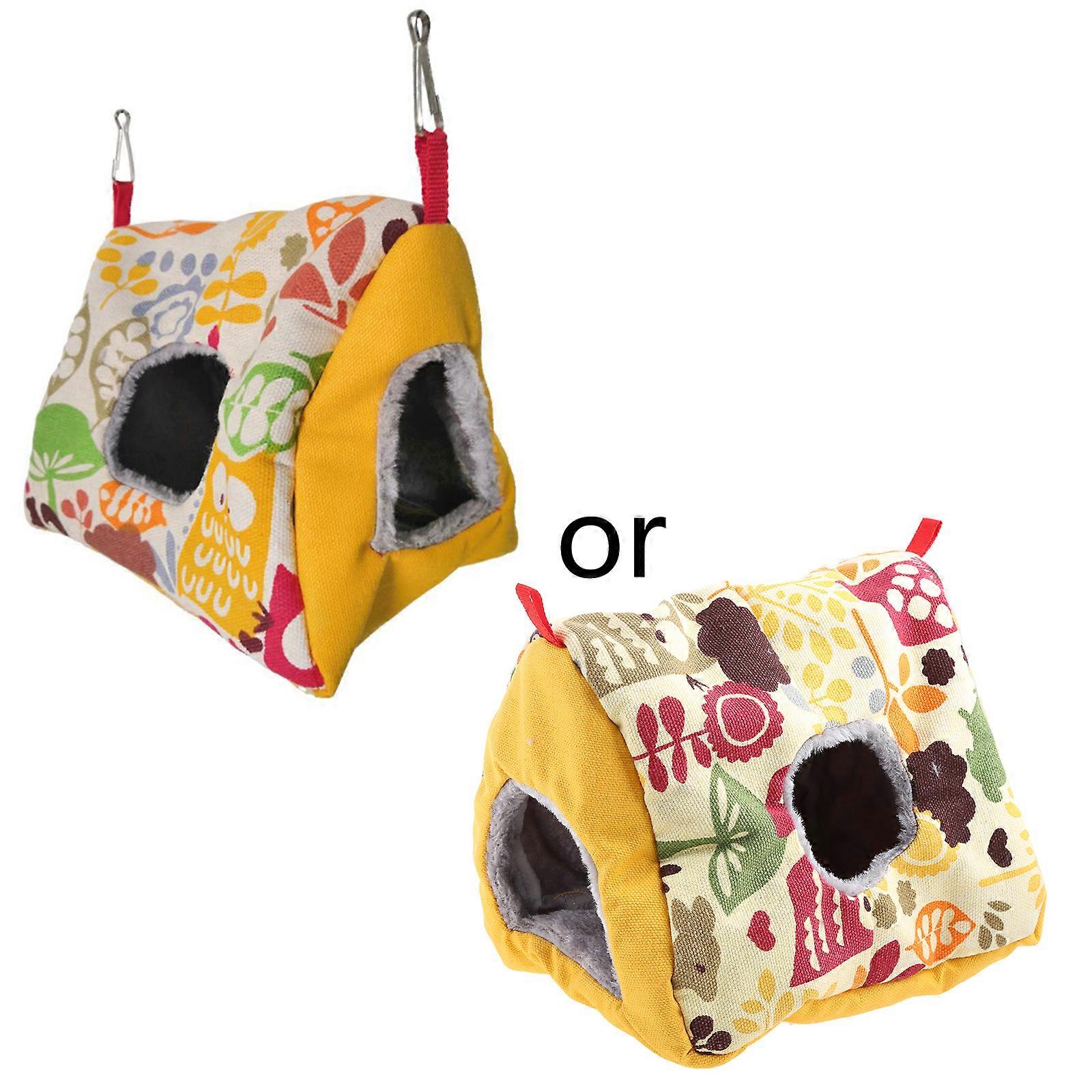 Bird Hanging Hammock Winter Warm Nest Plush Tent Hideout Snuggle Hut to Sleep Triangle & Rest for Parrot Hamster Thicken