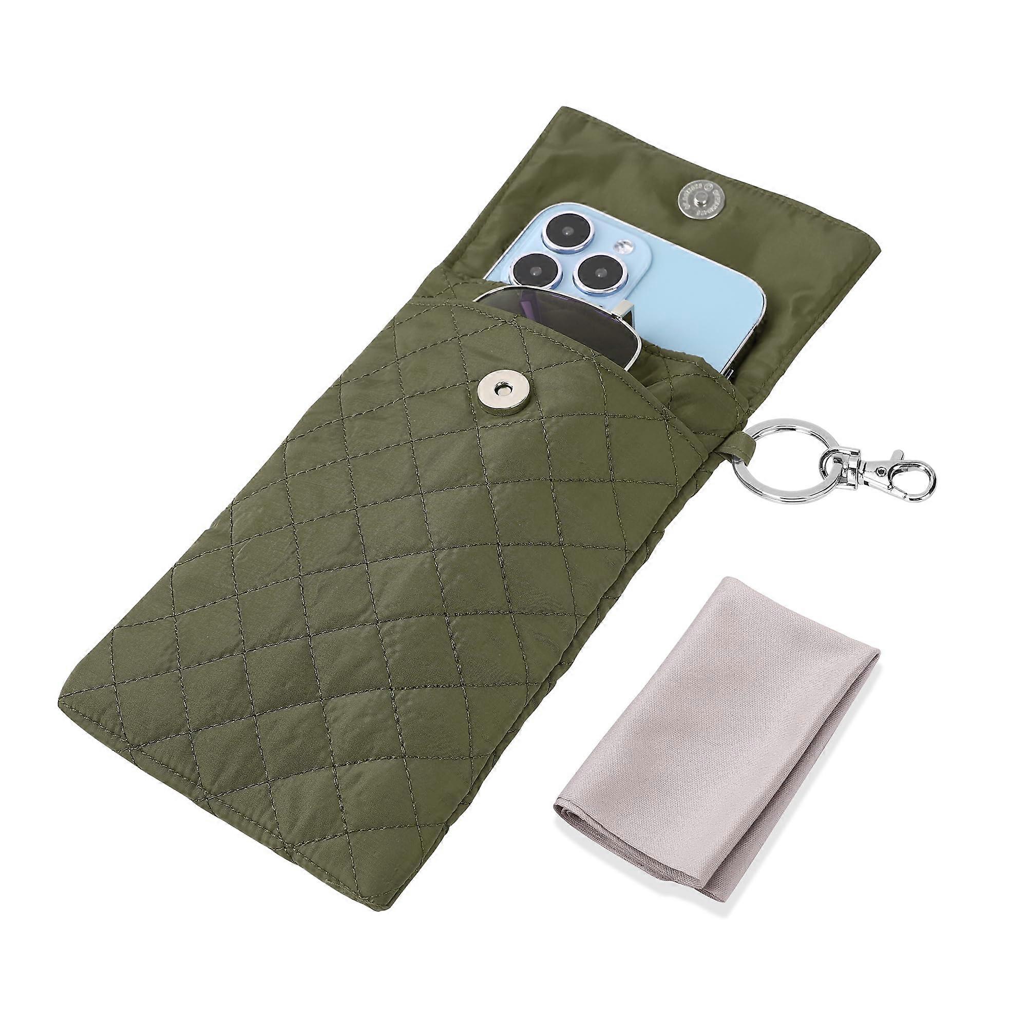 Soft Eyeglass Case Double Pouch for Travel Storage, Compact Design, Durable Material, Fits Most Eyewear Styles