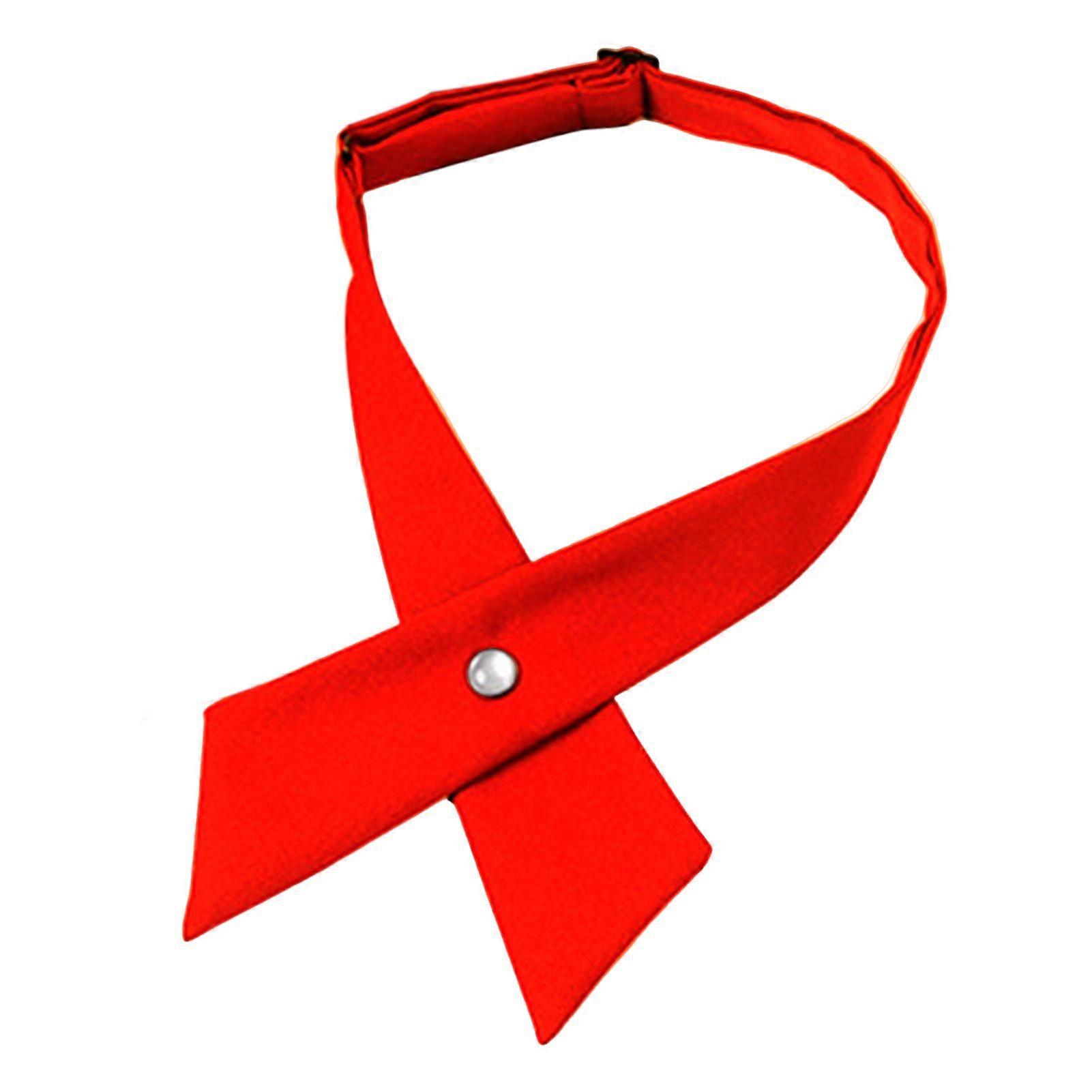 Vrouwen Overhemd Stropdas Effen Kleur Ontwerp Gemakkelijke Gesp Sluiting Kriskras Ontwerp Nek Stropdas Afstuderen Werkuniformen Studenten Stropdas