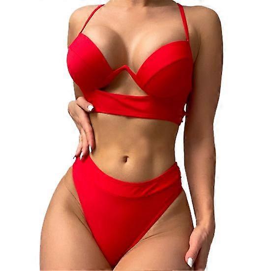 2Pcs/Set Stylish Underwire Wading Stretchy Push Up Women Summer Bikini Set