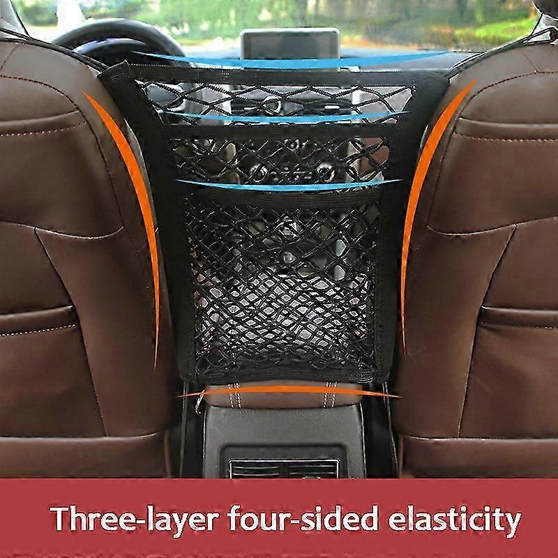 2pcs Car Storage Net Bag Between Seats Car Divider Pet Barrier Stretchable Elastic Mesh Bag Organizer Auto Accessories