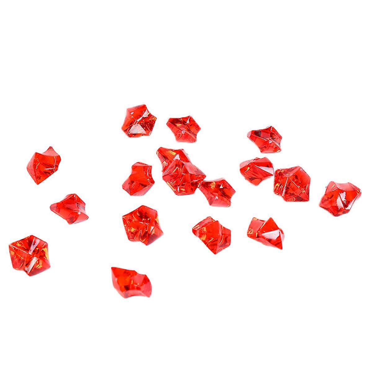 100 Pcs Red Acrylic Ice Cube Stones,Fake Crushed Ice Rocks,Fish Tank Decorations,11*14mm