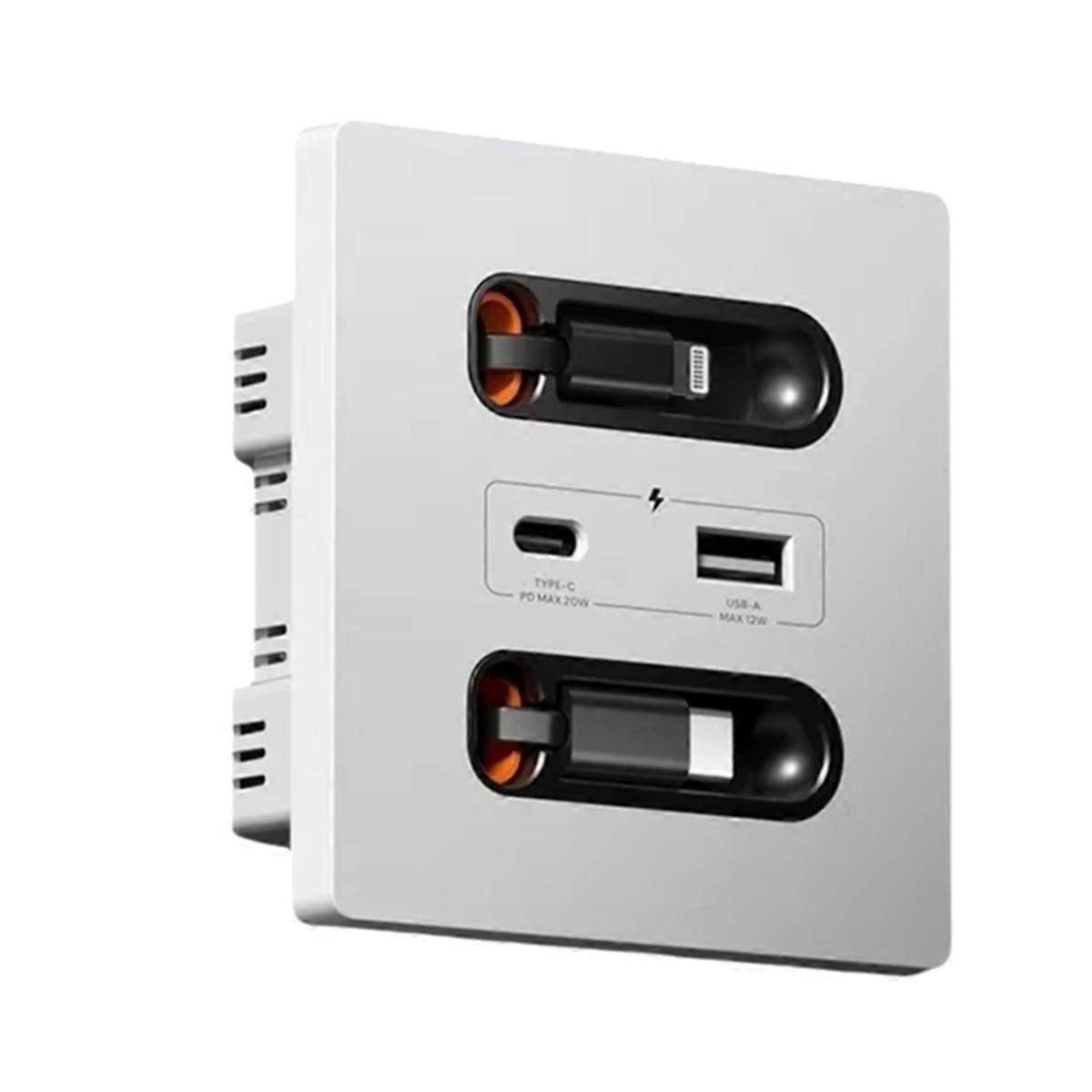 Universal Smart Socket with Charging Line 20W Fast Charge USB C Port PC Power Wall Panel,Phone Char