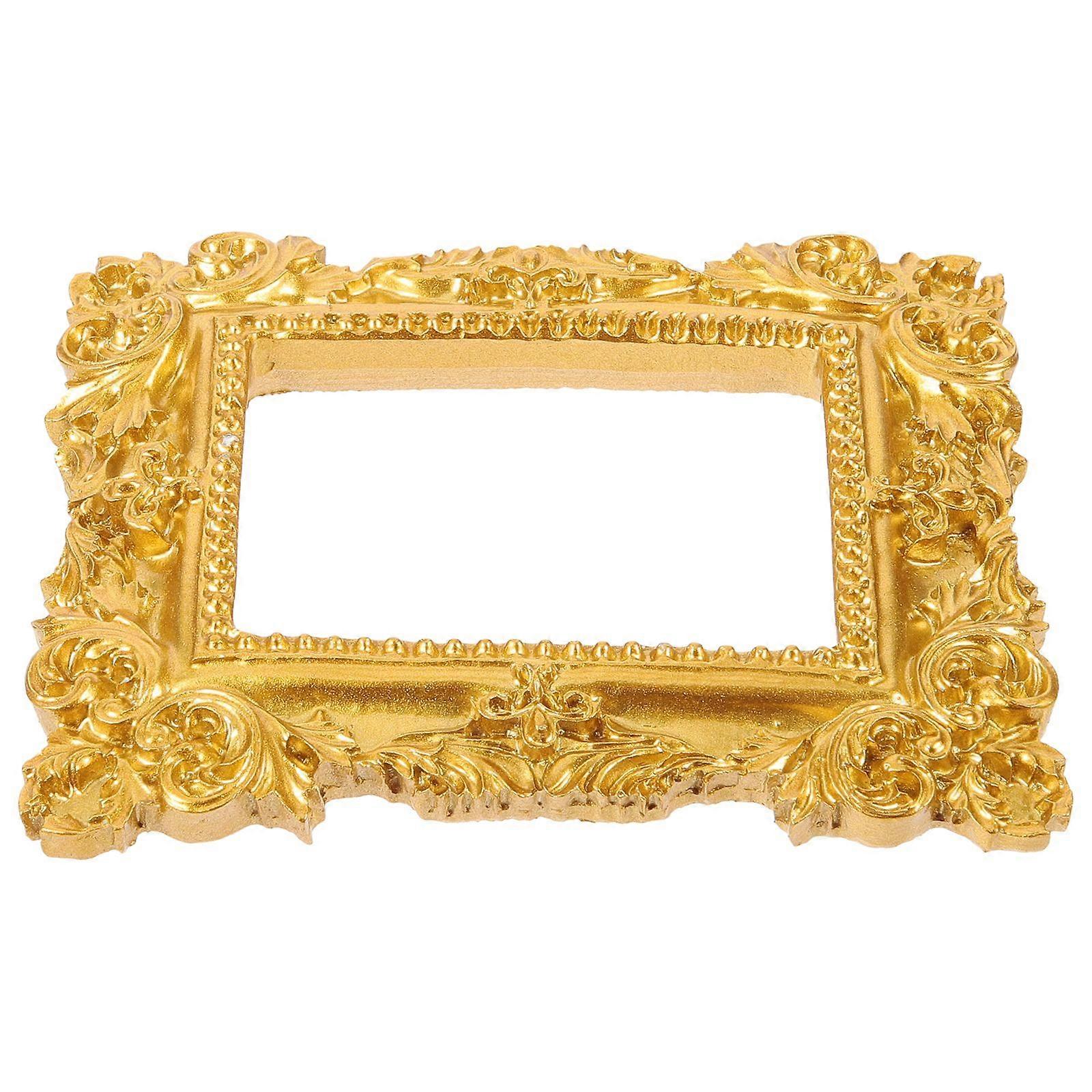 Retro Resin Picture Frame Golden Mini Photo Frame Desktop Ornament Jewelry Display Frame for Bedroom