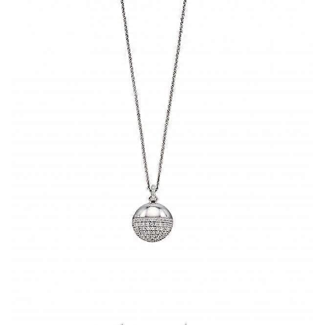 Fiorelli Silver Ball Pave Stone Setting Pendant P4796C