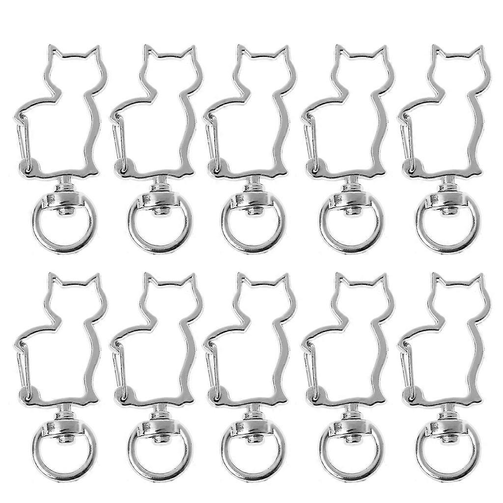10 Pcs for Cat Metal Swivel Clasp Lanyard Snap Hook Small Lobster Claw Clasp Swivel Hook for Lanyard for Key Charm Art C Silver