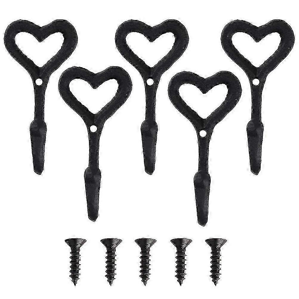 5pcs Heart Hooks Decorative Hooks Heart Wall Hooks Cast Iron Coat Hooks SZRH A-N