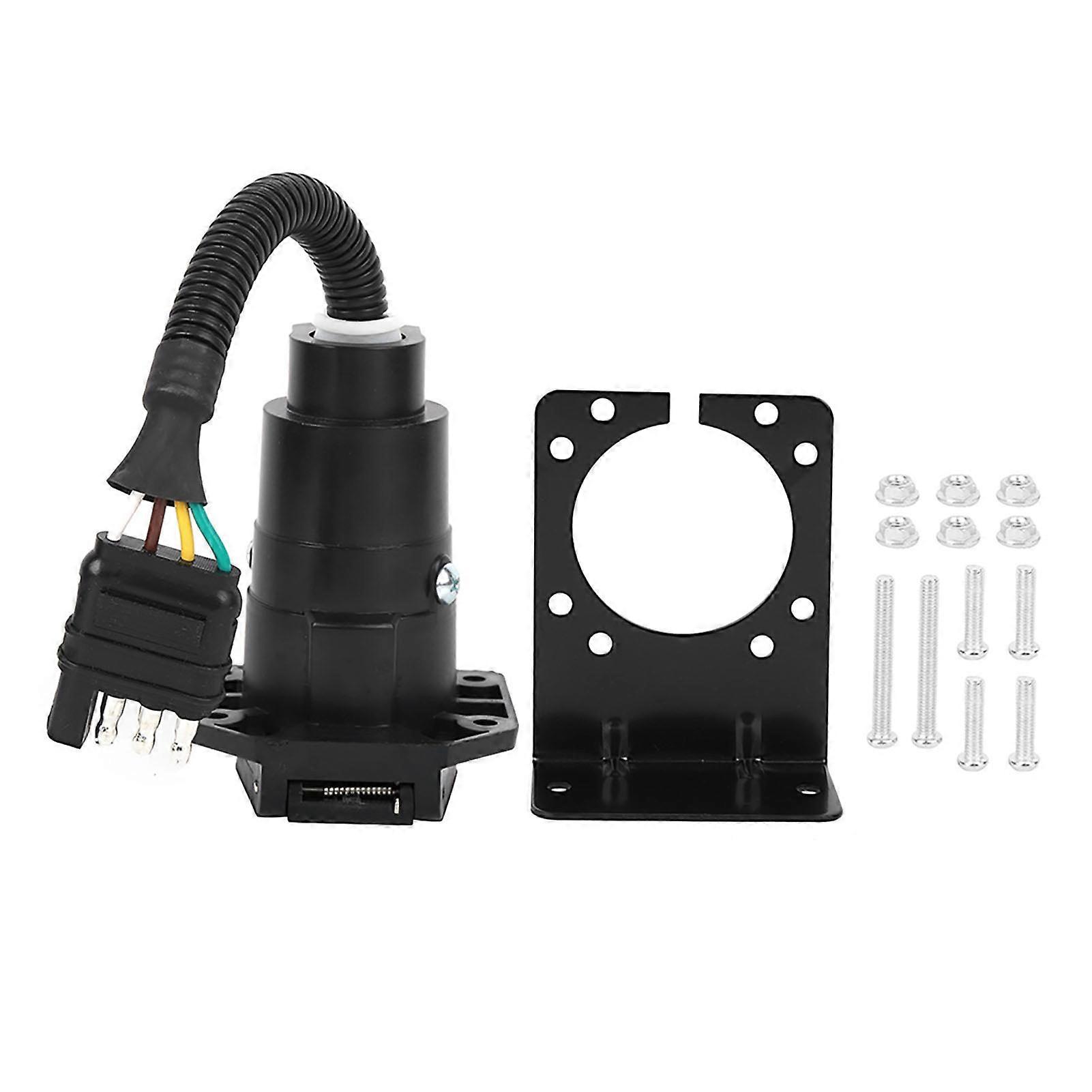 4 Pin to 7 Pin Trailer Adapter Plug with Bracket Waterproof Connector US Type 6-24V