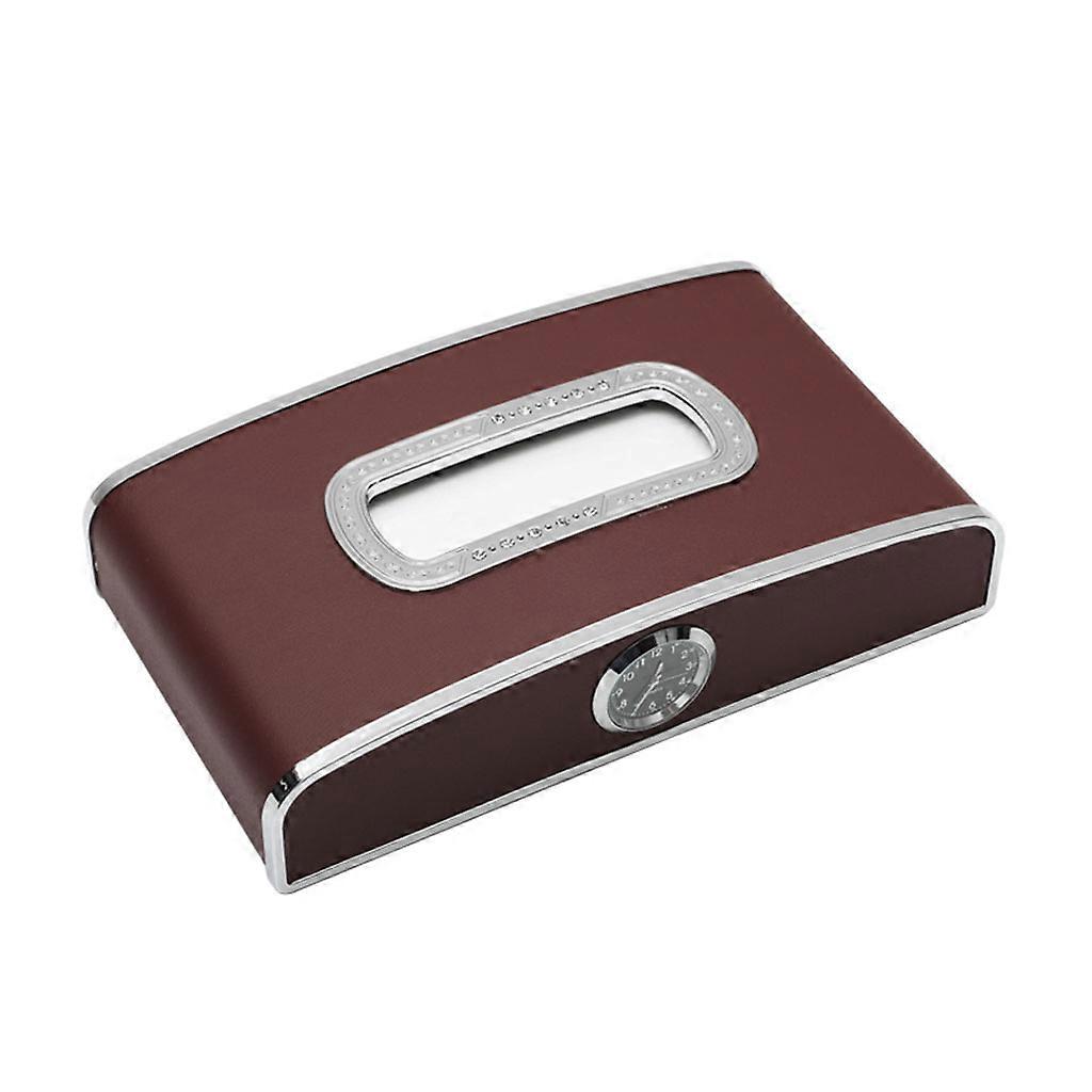 Multifunctionele Auto Klok Tissue Box Cover Handdoek Auto Hoofdsteun Achterkant Papieren Servet voor Kofferhouder Rode wijn