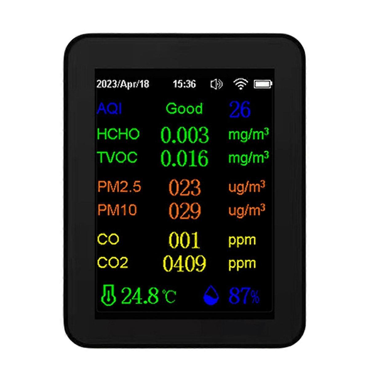 12 in 1 Air Quality Monitor CO2 Monitor,Black