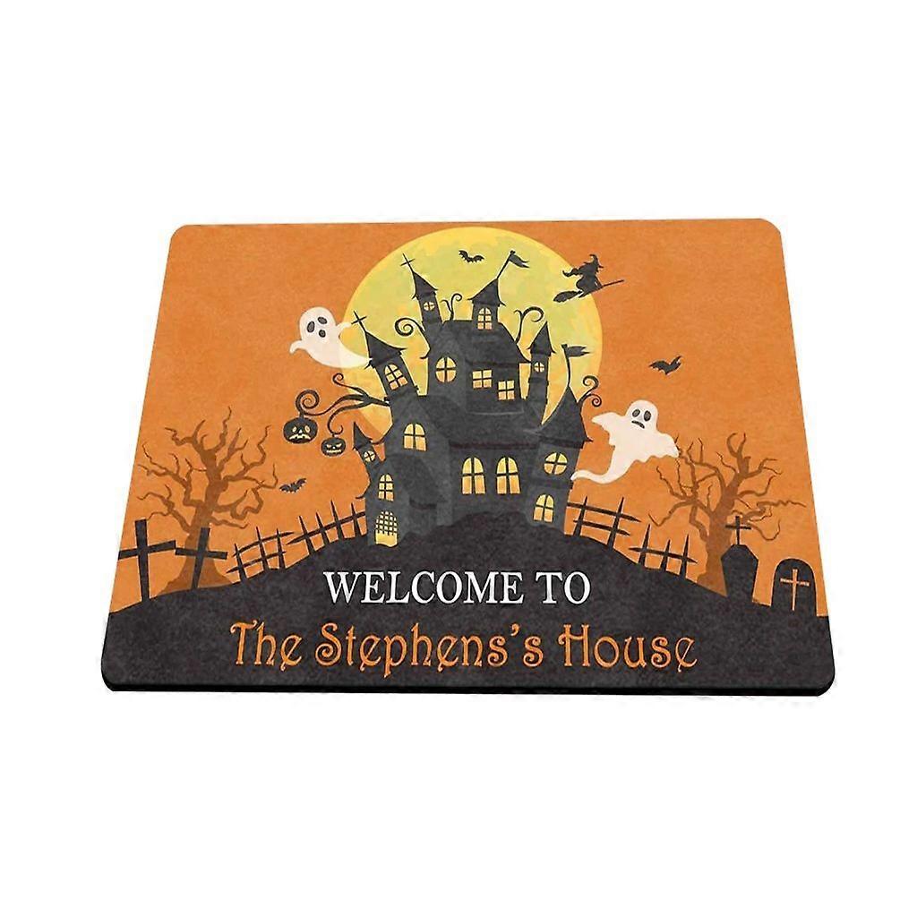 Spooky Ghostly Floor Mat Durable Polyester Mat Halloween Ghostly Castle Mat