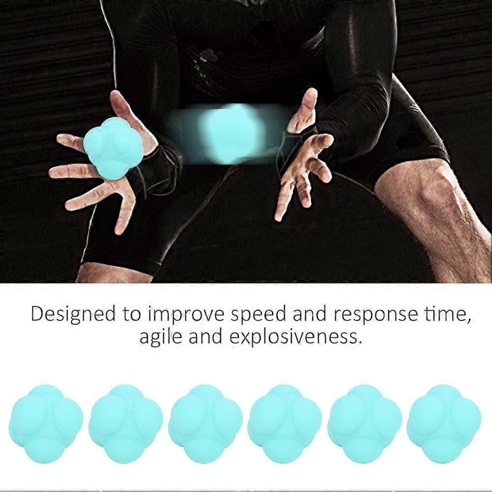 6Pcs Hex Response Silicone Ball Speed Agile Training Equipment Sensitive Fascia Ball Blue