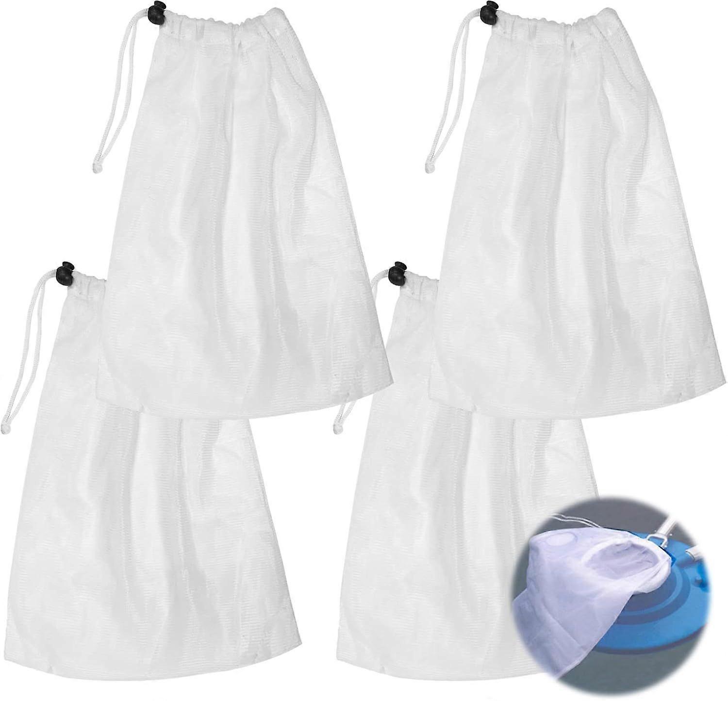 4 Pool Cleaning Bags, Fine Mesh Filter Bags for Swimming Pool Vacuum, Mesh Bags with Drawstring and Lock for Cleaning Pool Sheets