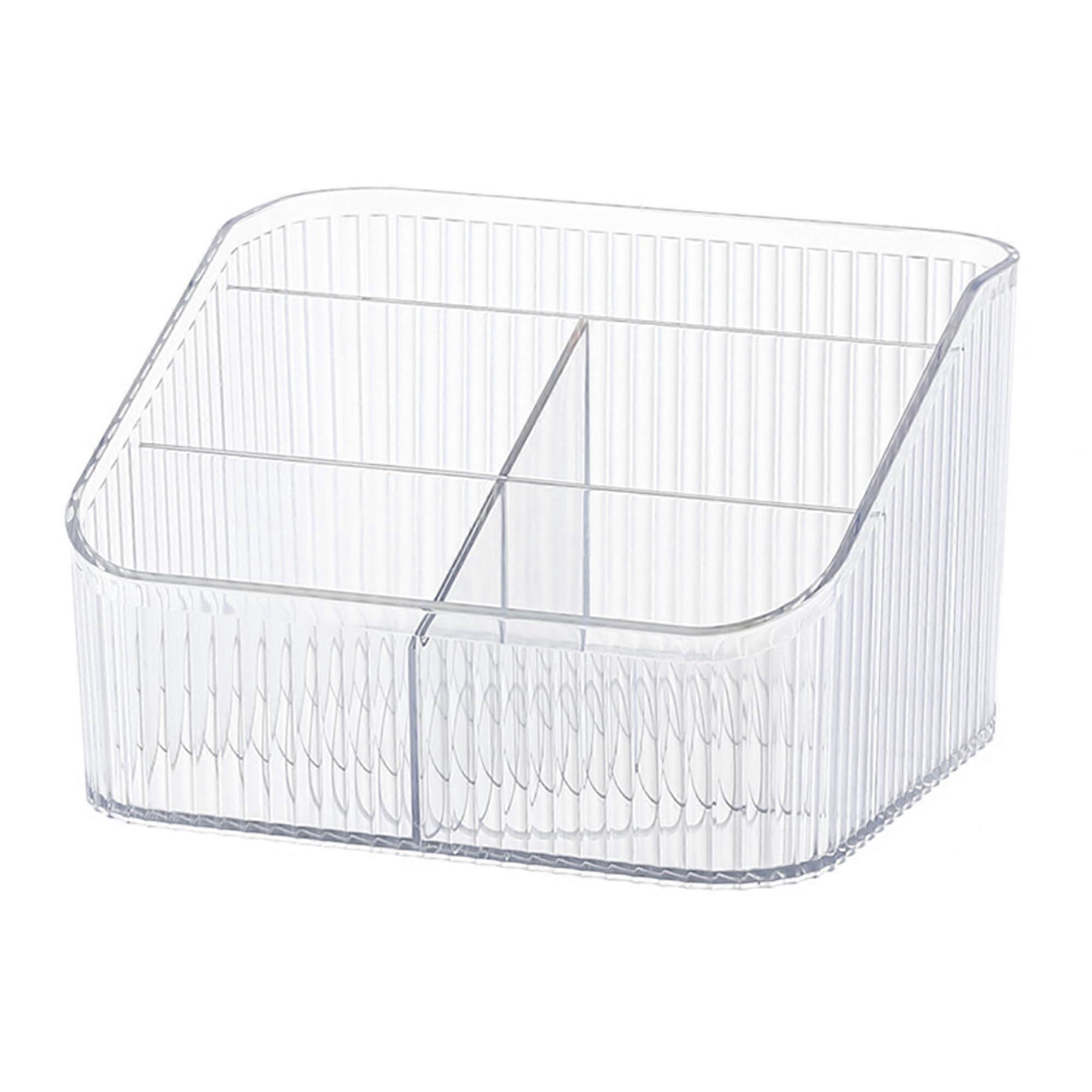 Makeup Editor Cosmetic Storage Box, Clear Acrylic Makeup Brush Holder with Compartments for Vanity Organization