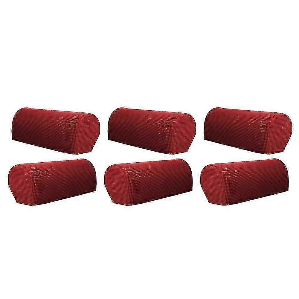 6家具フランネルソファアームカバーのセット、ワインレッド-新しいSZJR