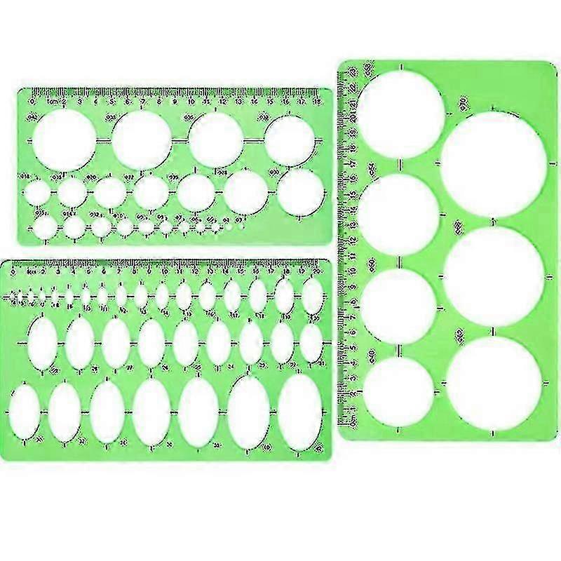 3pcs Circular Template Measuring Geometry Ruler Tw