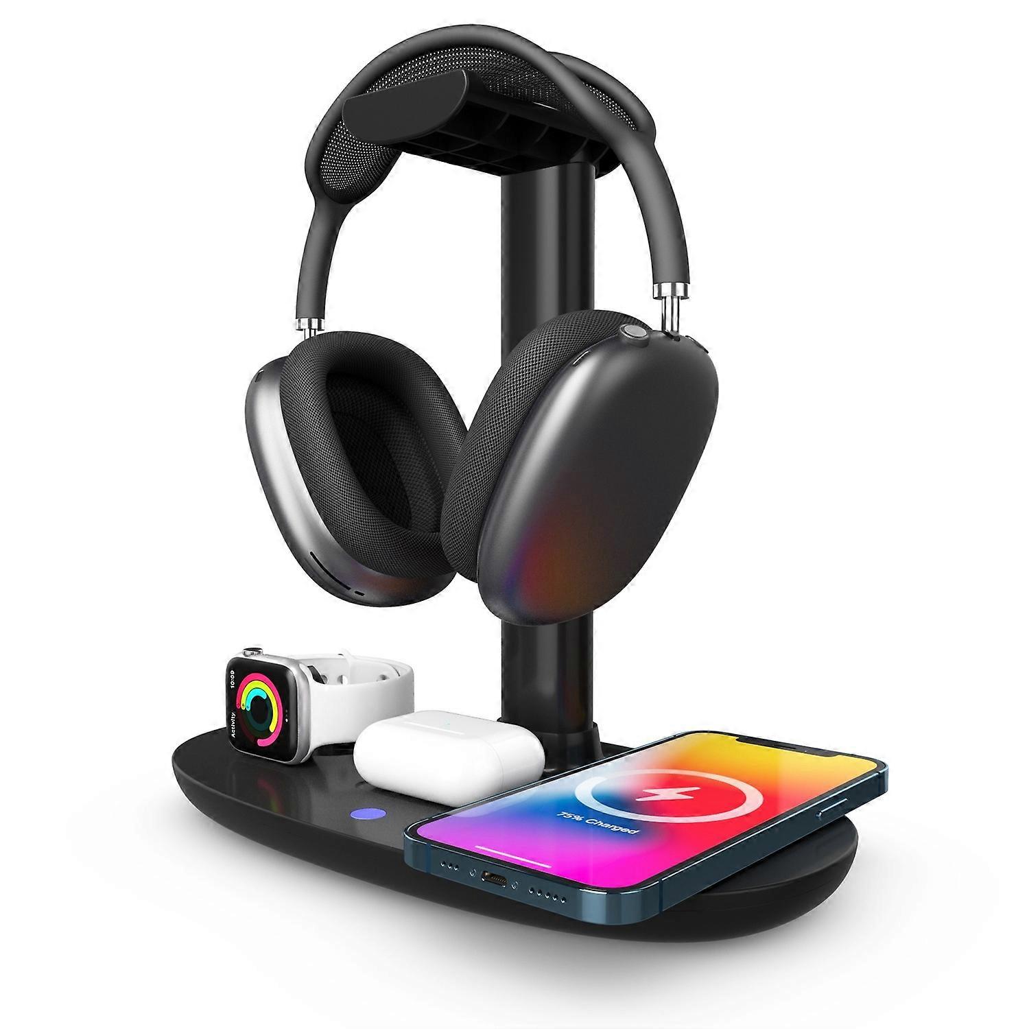 B-15A 4 in 1 Multi-function Charging Dock with Headset Stand Wireless Charging Station for iPhone
